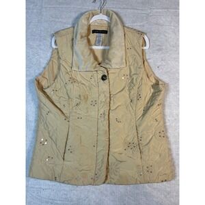 Prophecy Womens muted blush Quilted Vest with Sequins and Embroidery XL